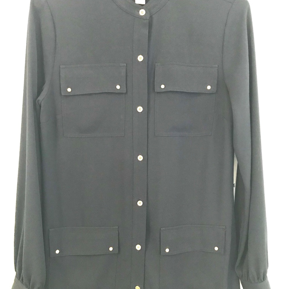 Michael Kors dress 4 navy 4 pockets balloon sleeves buttons knee length wedding - Picture 6 of 15